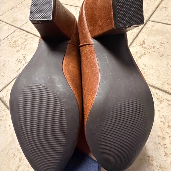 Vintage inspired Vegan Western Cowgirl Boots Brown & Cream - Retro Rodeo Style - Picture 6 of 13